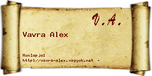 Vavra Alex névjegykártya